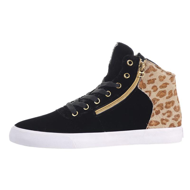 Supra CUTTLER Skateschuhe Damen Schwarz Leopard Sale DHSCF5704